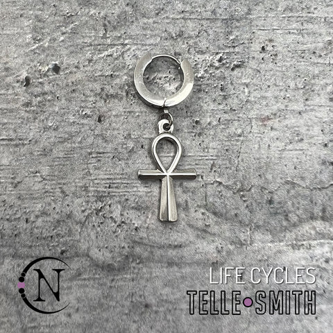 Silver ~ Life Cycles Ankh Earring by Telle Smith