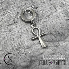 Silver ~ Life Cycles Ankh Earring by Telle Smith