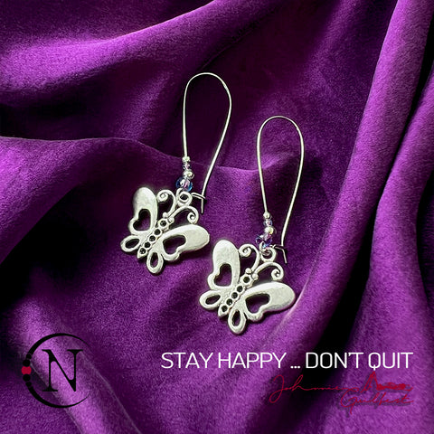Stay Happy ... Don't Quit Earrings by Johnnie Guilbert