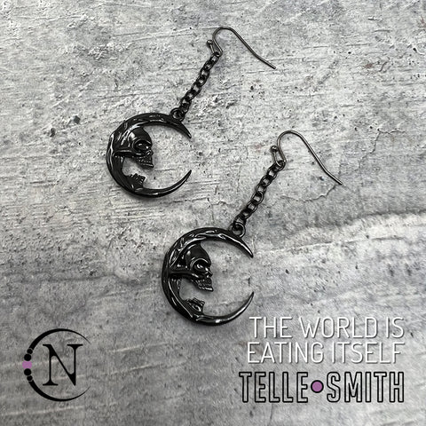 Black ~ The World is Eating Itself NTIO Earrings by Telle Smith