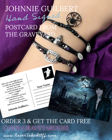 FREE HAND SIGNED “POSTCARD from the GRAVEYARD” with ANY 3 JOHNNIE PIECES! CODE: GRAVEYARD1313