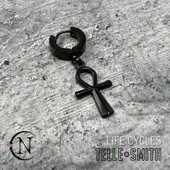 Black ~ Life Cycles Ankh Earring by Telle Smith