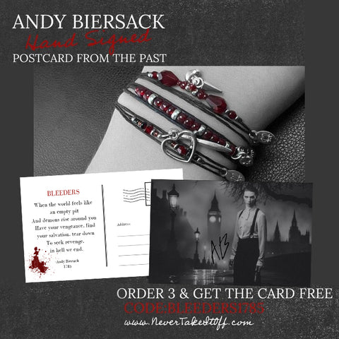 FREE HAND SIGNED “POSTCARD from the PAST” with ANY 3 ANDY PIECES! CODE: BLEEDERS1785