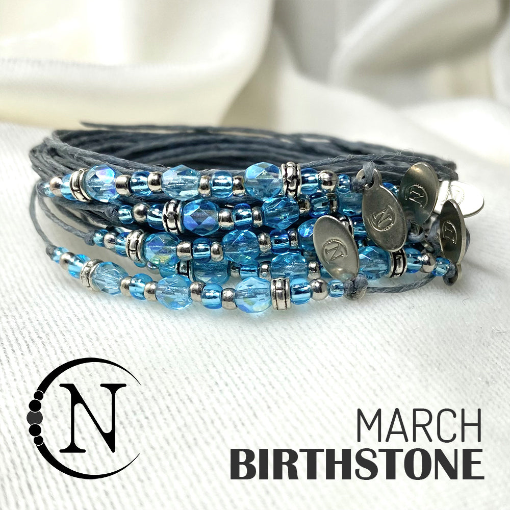 March Aquamarine NTIO Birthstone Bracelet